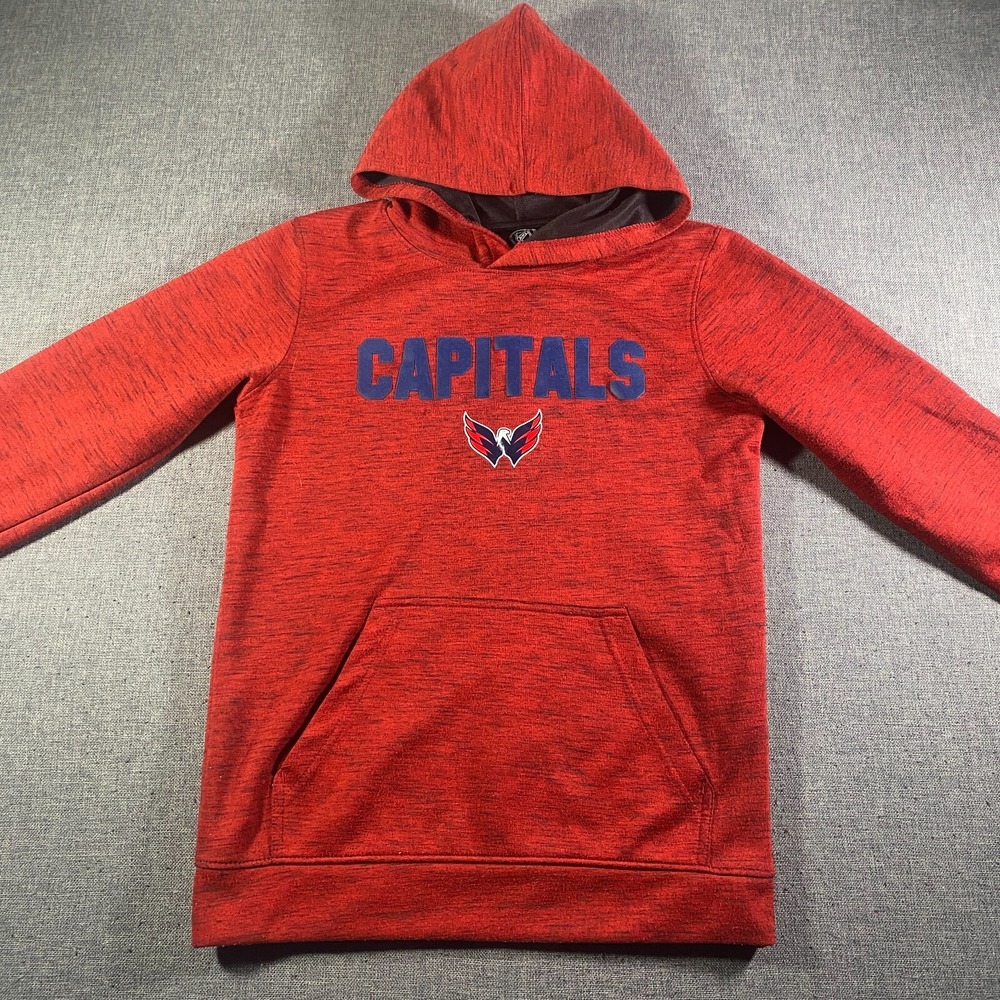 NHL Washington Capitals Fleece Hoodie Sweatshirt‎ Unisex Kids Large Red Fleece